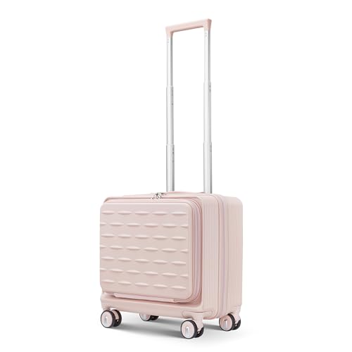 Lightweight 18" Carry On Luggage with Front Access, TSA Lock, and Spinner Wheels, Pink4
