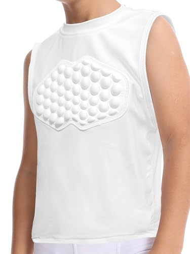 Yeahdor Kids Boys Goalkeeper Soccer Jersey Padded Baseball Chest Protector Shirt Protective Tank Tops Vest White 10-12 Years2