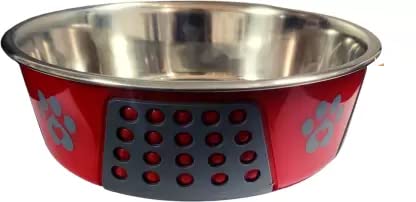 Pet Me Stainless Steel Feeding/Water Dog Bowl with Anti Slip Silicon Base German Design (800ML, Red) (B0BC47KLZV) Amazon Price History, Amazon Price Tracker