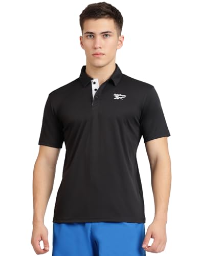 Image of Reebok Men's Cotton Blend Sports Polo T-Shirt - Breathable Soft Half Sleeve Collar Tee for Men | Polo Tshirt for Men | Gym Casual Active
