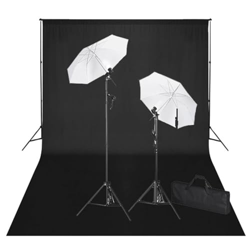 Rainery Kit de Studio et Toile de Fond Noire 600 x 300 cm et lumières, Ensemble de Studio Photo Professionnel pour Photographie de Portraits, Produit de Studio Photo, Vidéo