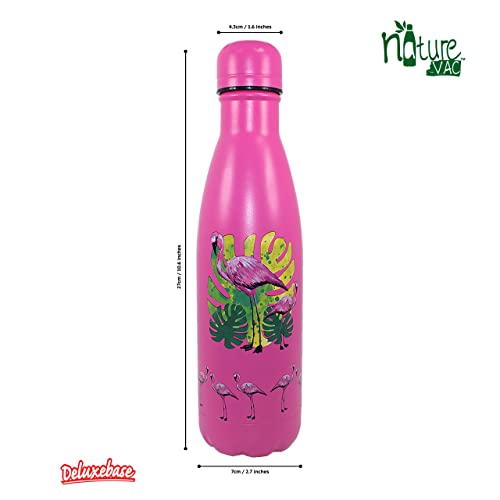 NatureVac, Flamingo 500ml Insulated Water Bottle from Deluxebase. Pink Stainless Steel Thermal Flask for Gym Office, Travel - Image 2