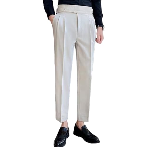 Slim Fit Dress Pants for Men Lightweight Business Casual Trousers with Elastic Waistband for Work and Formal Wear