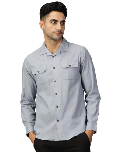 Image of Thomas Scott Men's | Solid | Full Sleeve | Regular Fit | 100% Cotton | Double Flap Pocket | Spread Collar | Casual Shirt