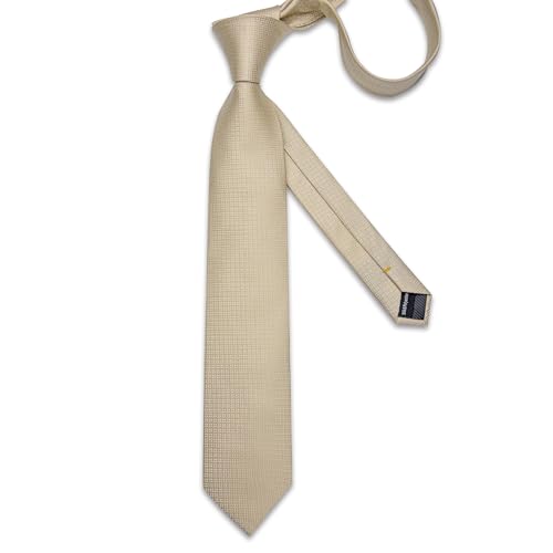 Image of DiBanGu Mens Silk Necktie Solid Color Tie and Pocket Square Cufflink Tie Clip Set Woven Plain Ties for Men Wedding Party