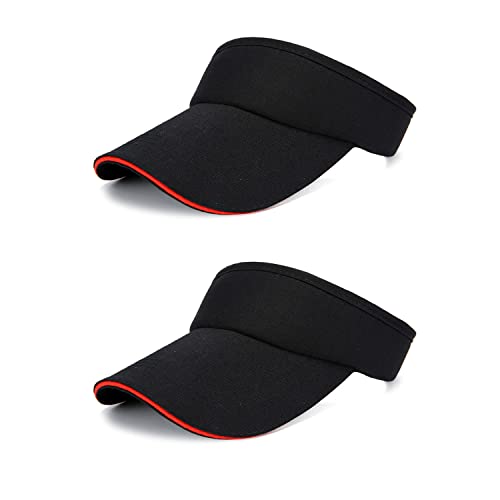 YLYDMY 2 Stück Visor Cap für Damen und Herren,Sonnenschutz Kappet, Sporthut für, Sommerhut mit Klettverschluss Freizeit Sommer Unisex(Schwarz) Cover