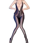 [Aokeea] ボディストッキング 穴あき セクシー 全身タイツ 股開き 胸開き レディース 光沢 ベビードール ランジェリ パンスト シースルー レオタード ハイレグ オープンクロッチ ー ...