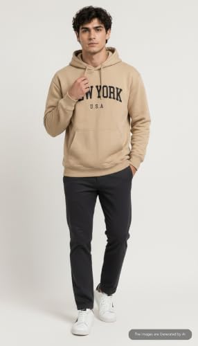 Image of FYLTR Men's Graphic Printed Fleece Hooded Sweatshirt with Kangaroo Pocket | Full Sleeve Pullover Hoodie for Medium to Heavy Winter