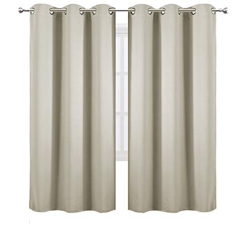 Image of LEMOMO Light Beige Thermal Blackout Curtains /42 x 72 Inch /Set of 2 Panels Room Darkening Curtains for Bedroom