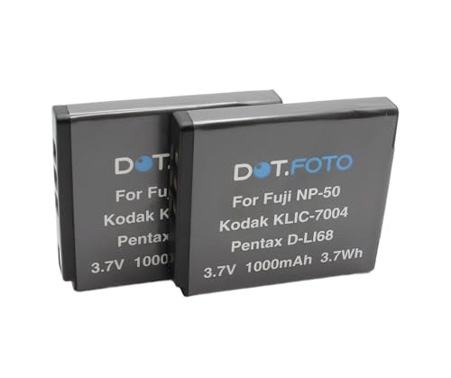 2 x Dot.Foto NP 50, NP 50a Premium 3.7v / 1000mAh Batería Recargable para Fujifilm FinePix F660EXR, F750EXR, F770EXR, F800EXR, F80EXR, F850EXR, F900EXR, F1000EXR, X10, X20, XP100, XP150, XP170