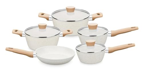 Conjunto de Panelas MTA Carmela 5 Peças de Alumínio Forjado Creme