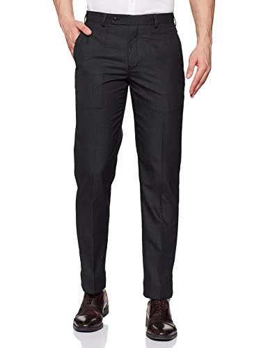 Image of PARK AVENUE Men Men's PLEATLESS Smart FIT Black Formal Trouser