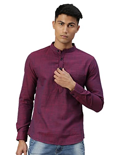 Image of KRYPTIC Men Solid Full Sleeve Regular Shirt Kurta