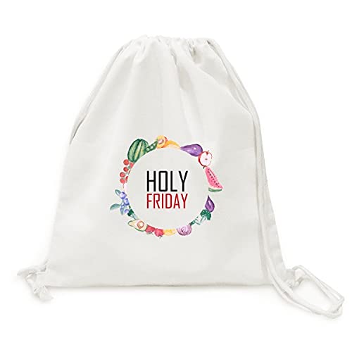 Sac en tissu pliable à sangle pour fruits légumes avec motifs de Vendredi Saint