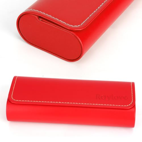 Image of RayLove Hard Shell Glasses Case, Lightweight Leather Eyeglass Case, Travel-Friendly Sunglasses Protector for Men & Women