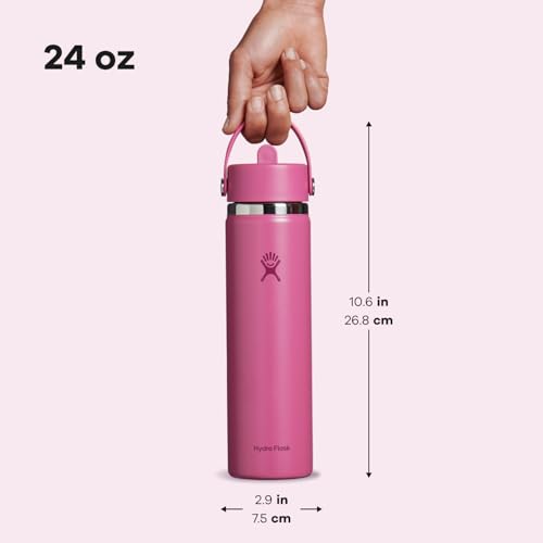 Hydro Flask Water Bottle - Insulated Stainless Steel - Wide Mouth Flex Straw Lid, Non Spill, Leakproof and Refillable in 24 Oz Reef Pink - image 8