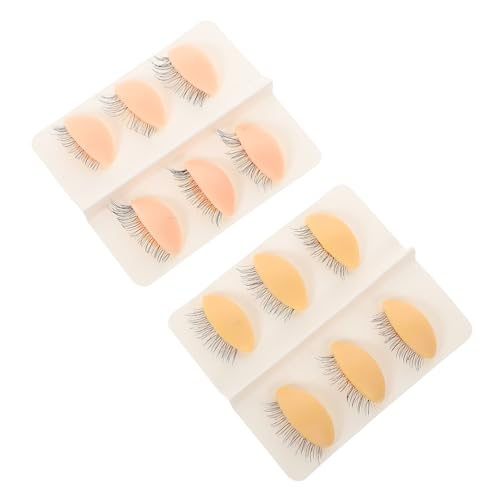 KAILIKETIY 6組 交換可能なシリコンまぶた付きまげグラフト練習用マネキンヘッド 硅?頭部模型 まげエクステ初心者向けま毛エクステ練習用リ