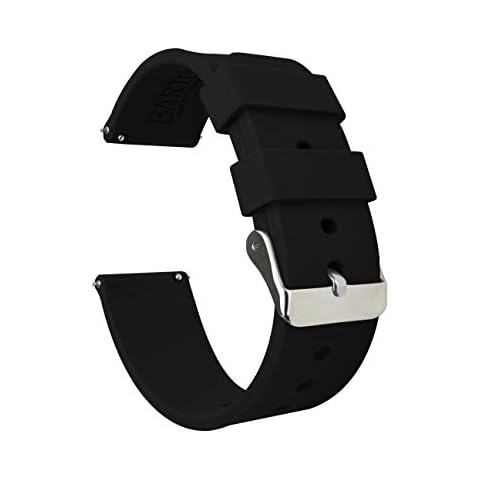 BARTON WATCH BANDS Soft Silicone Quick Release Watch Band Straps, Black, 22mm Cover