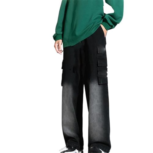 Men's American Retro Denim Loose Straight-Leg Wide-Leg Jeans3