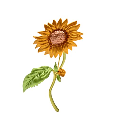 Broches tournesol en émail jaune pour femmes et bijoux d'automne
