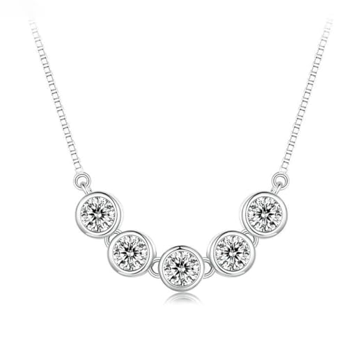 14K Gold Dainty Smile Necklace for Women with Five VVS2 D-Color 1.5ct.t.w. Diamond, Charming Wife Birthday Gift Ideas,16+2