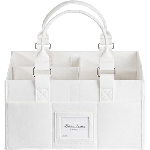 Image of PaoveFor Baby Diaper Caddy Organizer for Neborn Essential Boy or Girl, Nursery Must Haves, White, Large