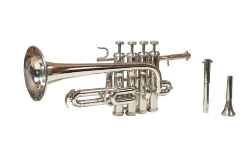 Piccolo Trumpet Nickel Plated Bb/A Pitch With Hard Case Bag And Mouthpiece #TOP10