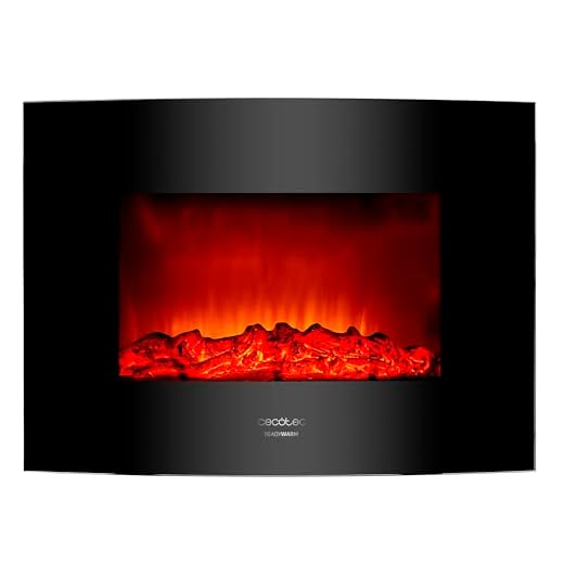Cecotec Chimenea Eléctrica Decorativa 22” con Mando a Distancia Ready Warm 2210 Curved Flames. Máxima Potencia 2000W, 2 Intensidades, Panel Curvo de Cristal Templado, Llama Ajustable, Temporizador