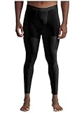 Miutii Mens Bulge Pouch Compression Pants Athletic Johns Legging Tights Thermal Baselayer Trousers Black XX-Large