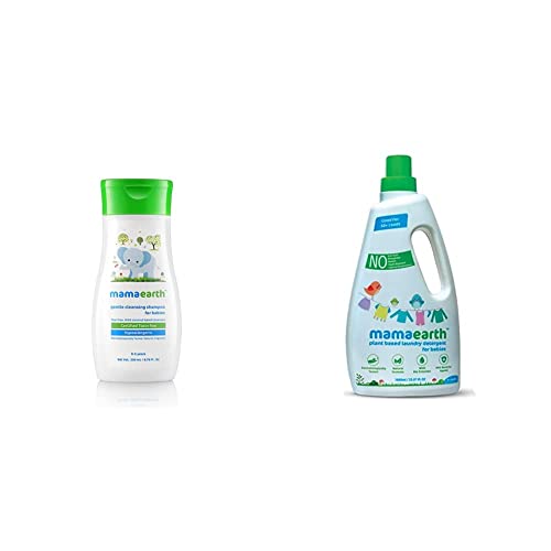 Image of Mamaearth Gentle Cleansing Shampoo for Babies (200 ml, 0-5 Yrs) & Mamaearth's Plant Based Baby Laundry Liquid Detergent, with Bio-Enzymes and Neem Extracts, 1L