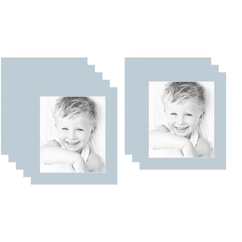 12x14 Fountain Blue/Baby Blue Custom Mat for Picture Frame with 8x10 Opening Size (Mat Only, Frame NOT Included) - 8 Pack