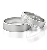 JC Gold Trauringe - Gelbgold Weißgold Eheringe Bicolor inklusive Steine und Gravur im Paarpreis PL213 (14 Karat (585) Weißgold)