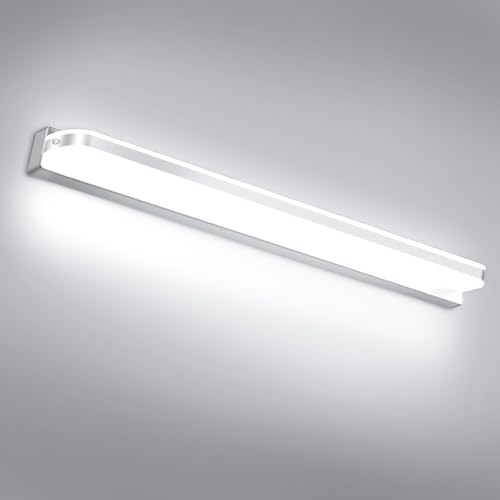 LAMOTERN Lámpara de Espejo 9W 42CM para Baño - Aplique Espejo Baño Moderno Blanco Frío 6000K IP44 Contra Niebla - luz Baño Iluminación para Maquillaje No Regulable AC110-240V