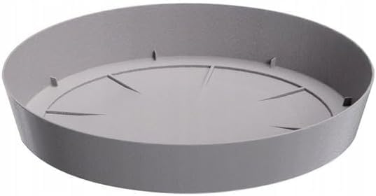 B2C Round Plastic Water Plant Pot Saucer Trays Grey White Anthracite Weather-Resistant 8 sizes 10-38cm (Grey, 38cm ⌀)