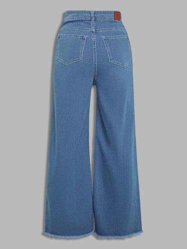 Image of Miss Chase Women's Wide-Leg High-Rise Regular-Length Stretchable Shaping Denim Jeans