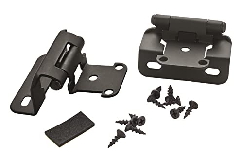 Amerock | Cabinet Hinge | 1/2 Inch (13 Mm) Overlay Hinge | Matte Black | 2 Pack | Self-Closing Hinge | Partial Wrap Hinge | Cabinet Door Hinge #TOP3