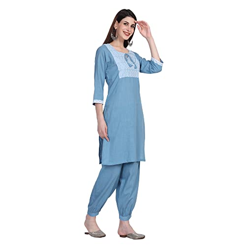 Image of Women Kurti Set With Salwar | Cotton Short Kurta