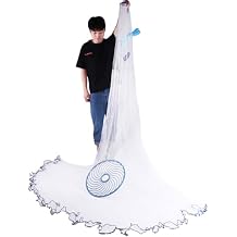 Casting Net Fishing Cast Net Fishing Net Shrimp Trap Easy Throw Cast Net Thicken Monofilament Line with Upgraded Heavy Duty Zinc Sinkers for Freshwater and Saltwater Fishing4ft-12ft Radius-11FT