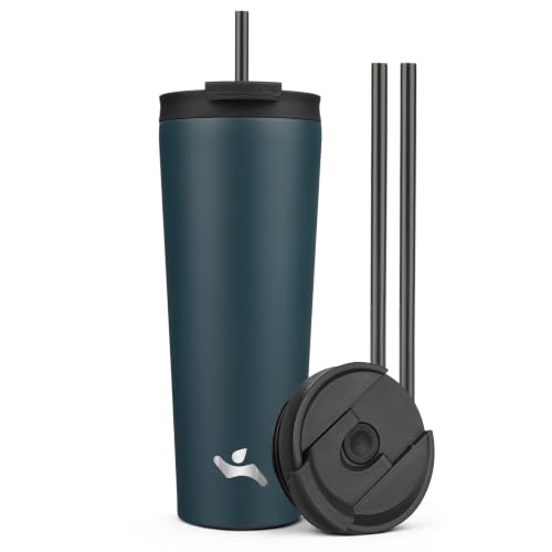 Image of Konokyo 26 oz Insulated Tumbler Water Bottle with Straw Lid, Navy blue