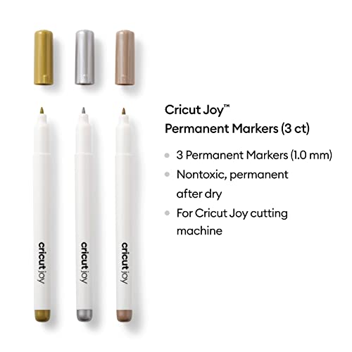 Image of Cricut Joy Metallic Markers Permanent - Medium Point (1.0mm), For Use Joy Machine, Add Sparkle to Your Crafts, Smart Labels, Drawings & Notes, Set of 3 - Gold, Silver & Copper
