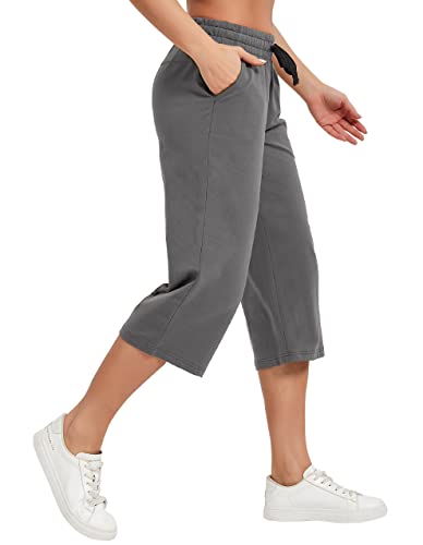 Image of SPECIALMAGIC Women Capri Pants Cotton Yoga Wide Leg Pajama Pants Capris Sweatpants Sports