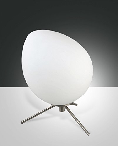 Preisvergleich Produktbild Fabas Luce Evo LED Tischleuchte, nickel satiniert / Glas weiß