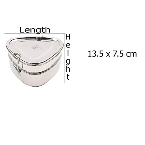 Image of JVL Stainless Steel 2 Tier Lunch Box (Triangle, Small)