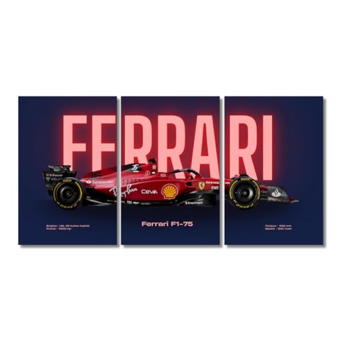 Image of Good Hope Ferrari F1 Car Poster 3 Piece Car Split Posters Set for Room, Wall Art Home, Office, Living Room, Bedroom, Sports and Study A4 Formula1 Posters Wallpaper Sticker Wall Decorations
