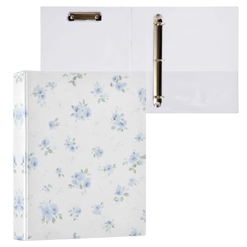 Classeur 3 anneaux en D 3,8 cm bleu à motif floral pour bureau