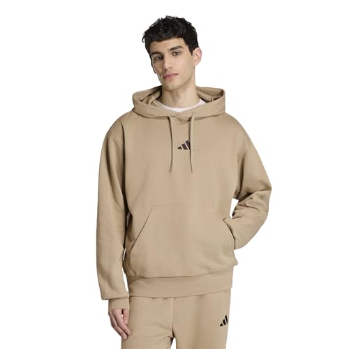 adidas Essentials Feelcozy Fleece-Kapuzenpullover, Wonder Cargo/Schwarz, S – Ansicht 1