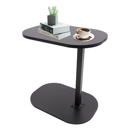 CHERIPOLI 45-80 cm - Bureau mobile en bois avec roulettes - En forme de C - Table basse pour ordinateur portable - Petite table basse - Pour salon, canapé,...