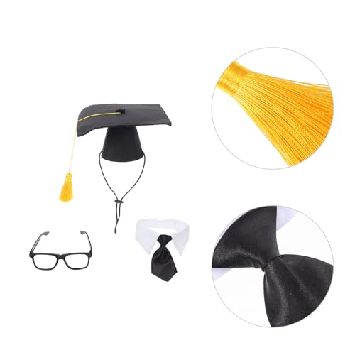 Sombrero y corbata de graduación para mascotas miniatura 4