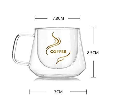 ZZLLFF Vidrio de Doble Pared Anti Scald Bar Cafe Casa Profesional Barista Taza De Café Té Espresso Termó Taza De Taza De… - Imagen 7
