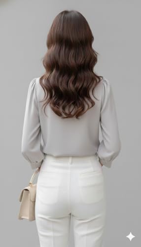 Image of Messica Women Brown Solid Cotton Blend Knitted Top | Ruffle Neck | 3 /4 Sleeve | Regular Fit Casual Office Wear Top